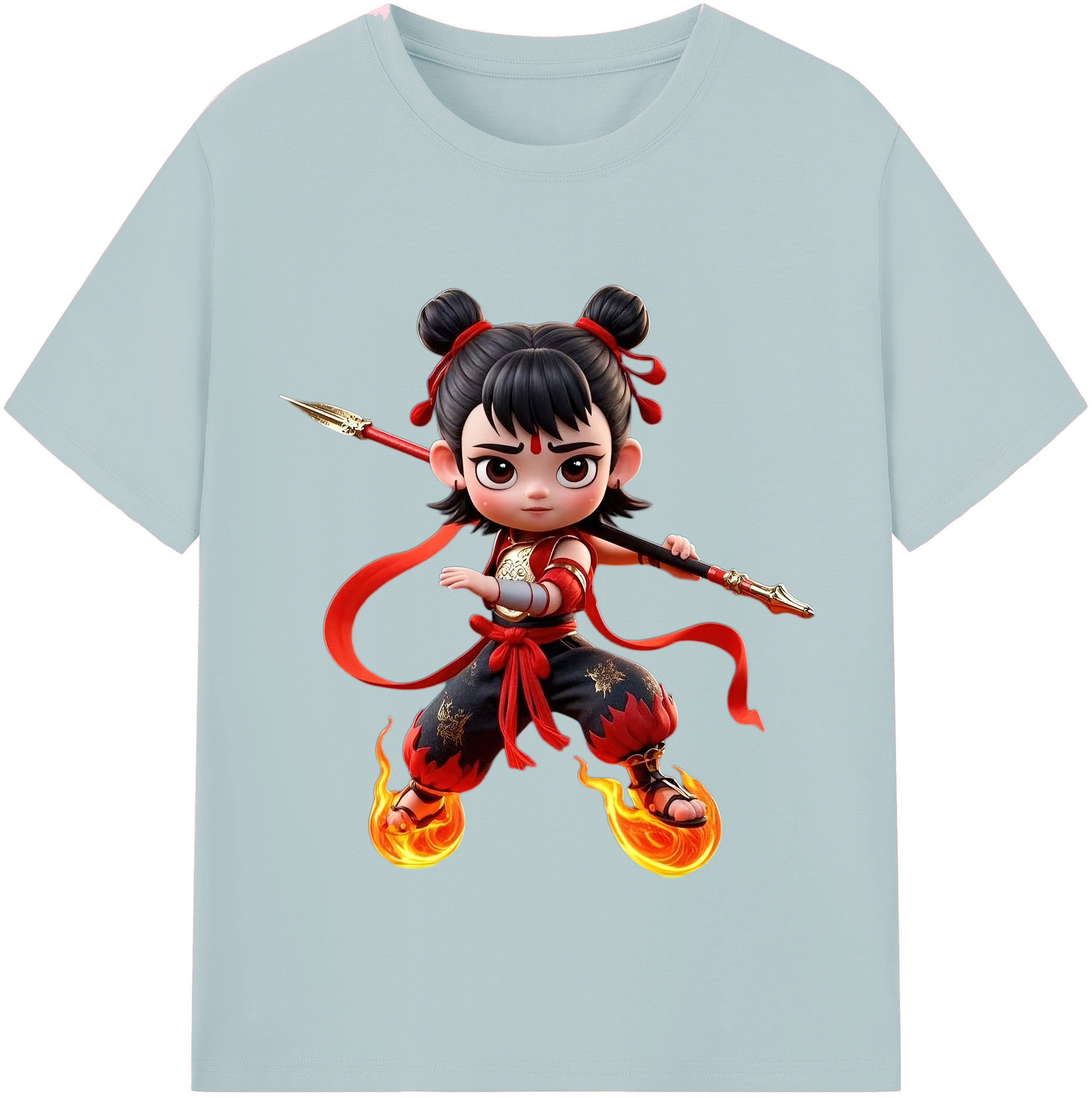 （画像用） Ne Zha 2 ナタ 魔童の大暴れ 綿100％半袖Tシャツ（フロントプリント）
